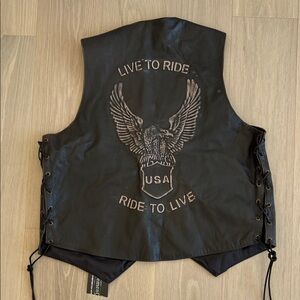 Element Brown Leather Motorcycle Vest